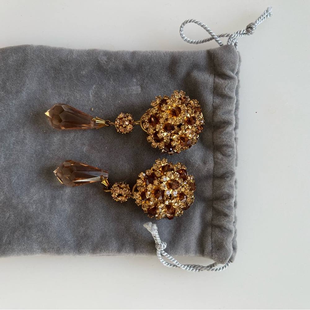 Gold Crystal Drop Statement Earrings - Women Jewelry